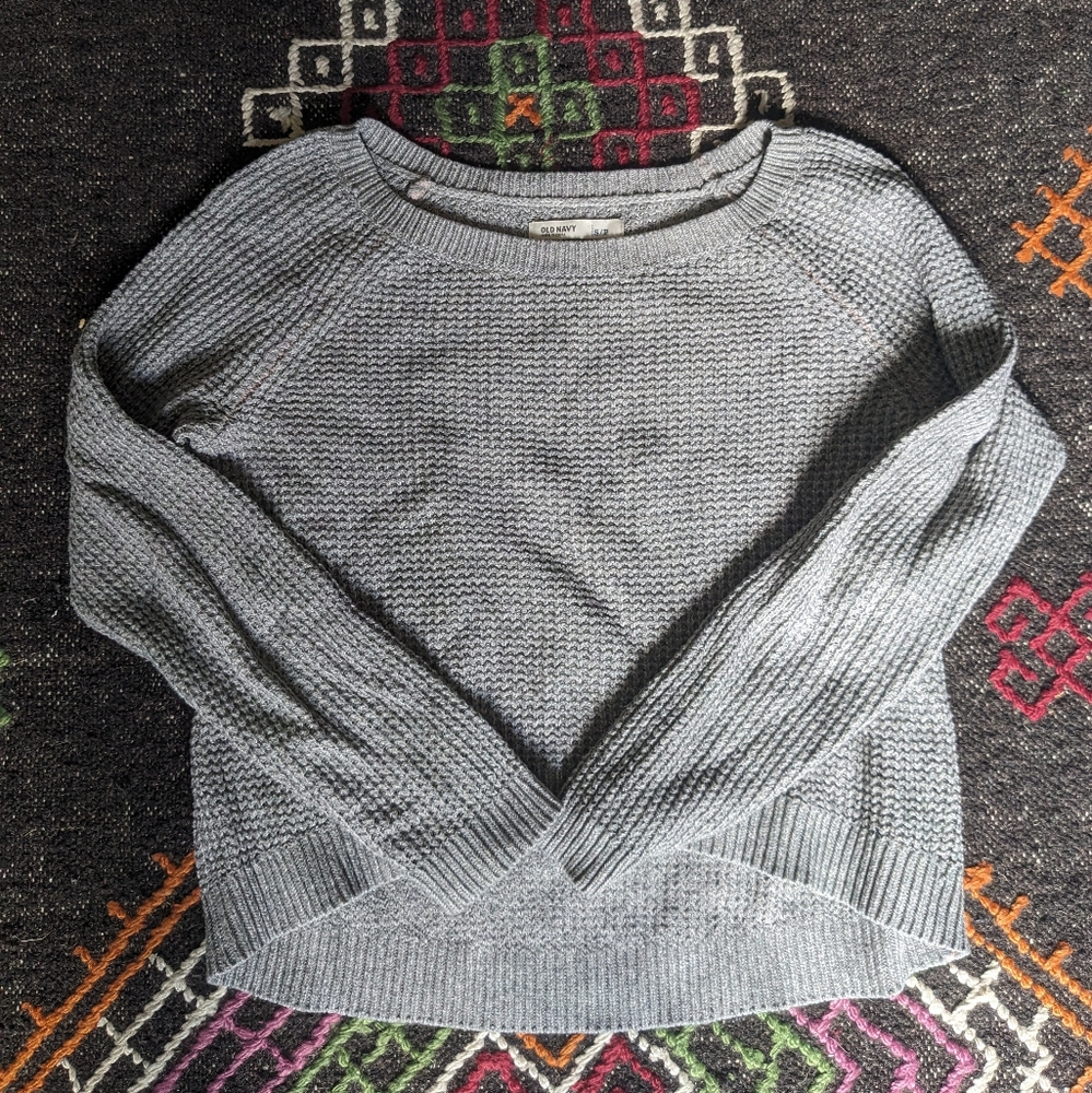 Grey Old Navy Waffle Sweater
